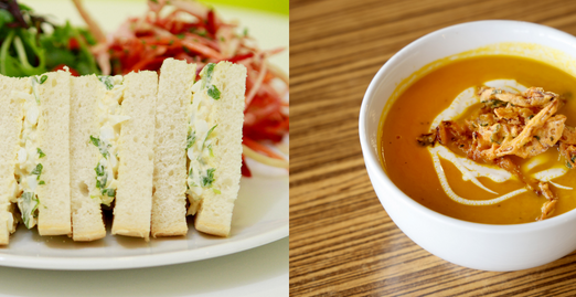 Photo-of-egg-and-cress-sandwich-and-tomato-soup