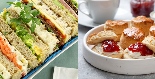 Selection-of-finger-sandwiches-and-strawberry-jam-and-fruit-scone