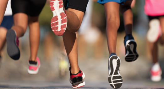 Focused photo of running shoes on track